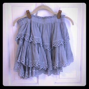 LoveShackFancy tier ruffle miniskirt in grey sz1